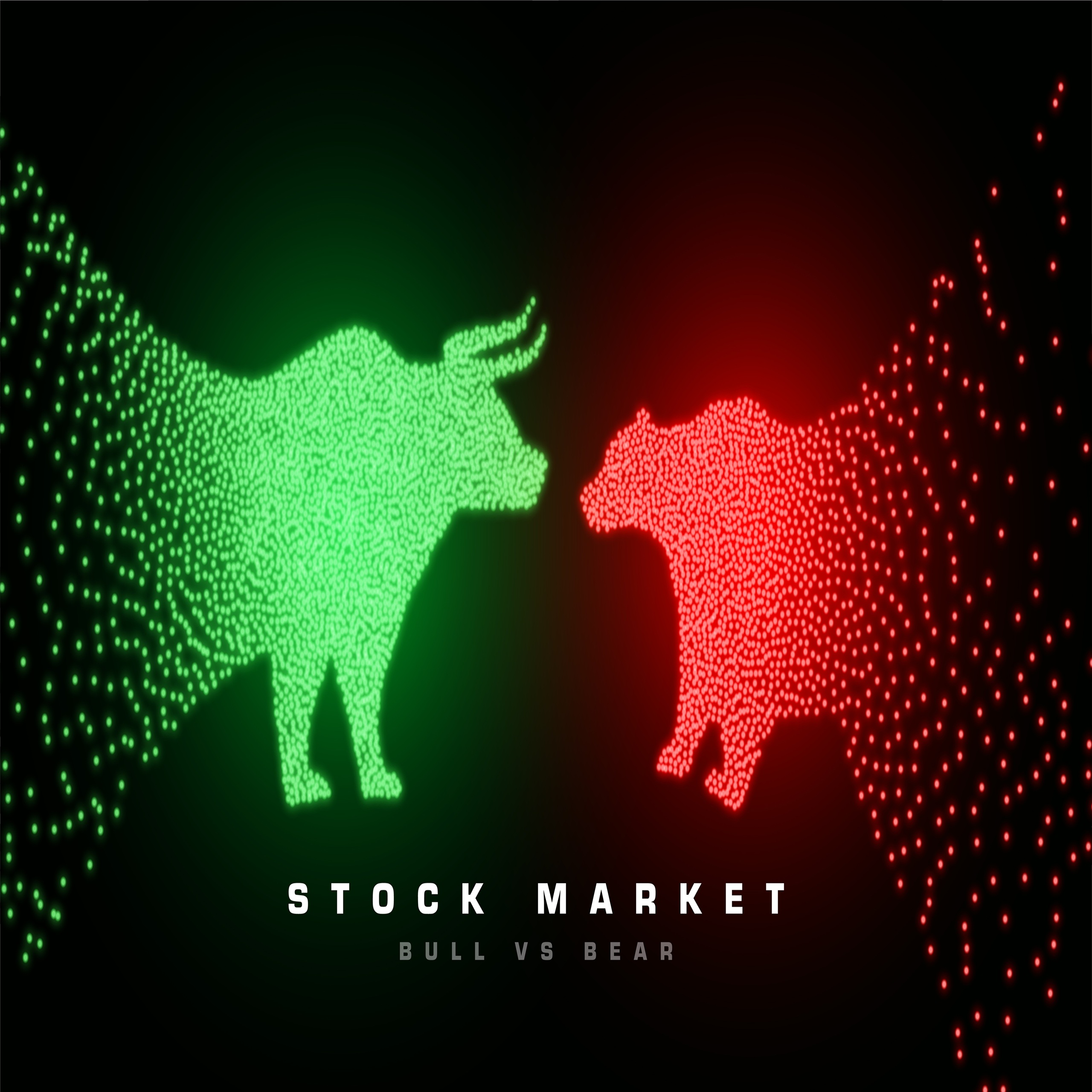 particle style bull vs bear stock market trade background